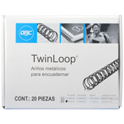 Arillo metal Twin Loop negro  1 ' GBC paso 2:1 capacidad 191-220 hojas