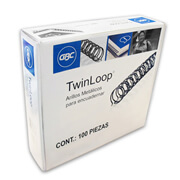 Arillo metal Twin Loop negro  9/16' GBC paso 3:1 capacidad 111-135 hojas