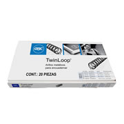 Arillo metal Twin Loop negro con 20 7/16GBC paso 3:1 capacidad 76-95 hojas