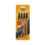 BOLIGRAFO BIC CRISTAL PUNTO FINO NEGRO BARRIL NARANJA 0.8 MM 4 PIEZAS