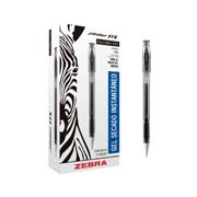 Boligrafo gel j roller rx zebra, punto fino 0,5 mm, negro, 12 pz