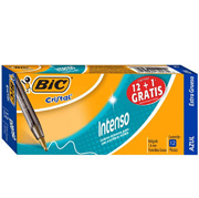 Bolígrafo Bic cristal azul extra grueso 1.6 mm caja con 12 piezas