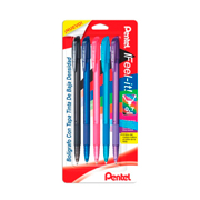 Bolígrafo Pentel feel it, punta 0.7mm,negro, azul, rosa, violeta,  5 piezas