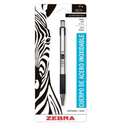 Bolígrafo f-301 zebra punto fino 0.7m, negro, blíster 1 pz