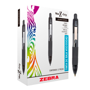 Bolígrafo mini z grip zebra, punto mediano 1.0 mm, negro, caja 12 piezas