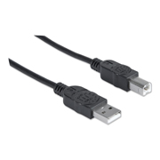 CABLE USB V2.0 A-B  5.0M, NEGRO MANHATTAN