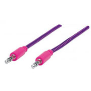 Cable Manhattan audio 3.5 1.0m textil rosa/mdo bl