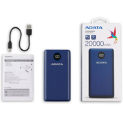 Cargador Portátil Adata P20000Qcd, 20.000Mah, Azul