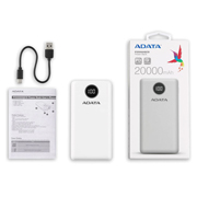 Cargador Portátil Adata P20000Qcd, 20.000Mah, Blanco