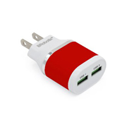 Cargador USB Brobotix p/pared 2 ptos rojo