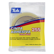 Cinta adhesiva 255 TUK 24 mm x 65 m , transparente, 1 pza