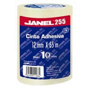 Cinta adhesiva económica línea 255 JANEL12x65 con 10 piezas