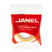 Cinta adhesiva transparente JANEL 12x10 corte fácil 1 pieza