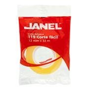 Cinta adhesiva transparente JANEL 12x33 corte fácil 1 pieza