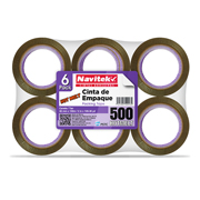 Cinta de empaque uso 500 Navitek cane 48 mm x 100 m empaque con 6 pzas