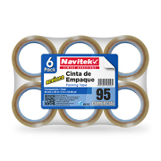 Cinta de empaque uso 95 Navitek transparente 48 mm x 50 m empaque con 6 pzas