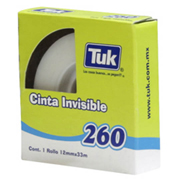 Cinta invisible 260 TUK 12mm x 33m , blanco translúcido