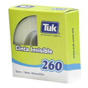 Cinta invisible 260 TUK 18mm x 33m , blanco translúcido