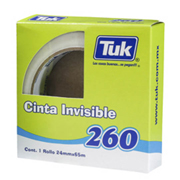 Cinta invisible 260 TUK 24mm x 65m , blanco translúcido