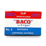 Clip Baco tropicalizado no.3, 1 caja con100 clips