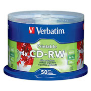 Disco Verbatim CD-RW 4x 700MB 80min 12x torre con 50 pzas