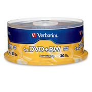 Disco Verbatim DVD+RW 4x 4.7 GB torre con 30 pzas