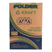 Folder  kraft APSA tamaño oficio  , paquete con 100 piezas