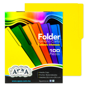 Folder amarillo APSA tamaño carta  , paquete con 100 piezas