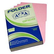 Folder rosa APSA tamaño oficio  , paquete con 100  piezas