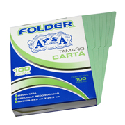 Folder verde APSA tamaño carta  , paquete con 100  piezas