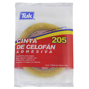 [TUK-ADS-260515] Cinta celofán 205 TUK 12mm x 65m , transparente, 1 pza